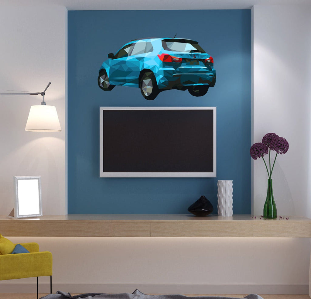 Car Polygonal Wall decal, Car Polygon sticker,modern wall art, Multi Color GD278