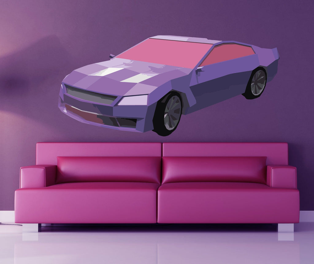 Car Polygonal Wall decal, Car Polygon sticker,modern wall art, Multi Color GD282