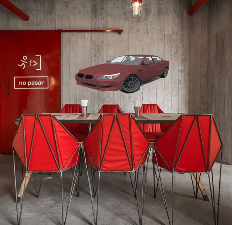 Car Polygonal Wall decal, Car Polygon sticker,modern wall art, Multi Color GD283