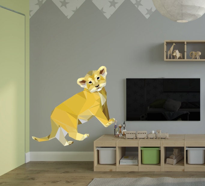 Cute Lovely Lion Animal Wall Stickers Removable Wall Decals Peel and Stick Wall Art Decorations Home Decor for Kid Nursery Baby Room GD286