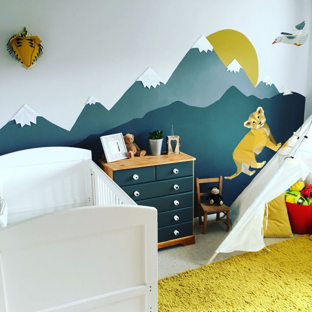 Cute Lovely Lion Animal Wall Stickers Removable Wall Decals Peel and Stick Wall Art Decorations Home Decor for Kid Nursery Baby Room GD286