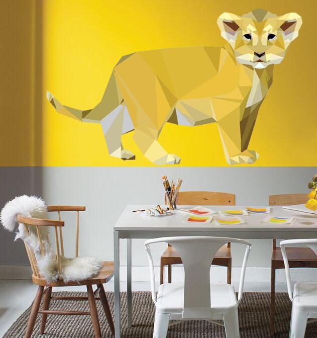 Cute Lovely Lion Animal Wall Stickers Removable Wall Decals Peel and Stick Wall Art Decorations Home Decor for Kid Nursery Baby Room GD286