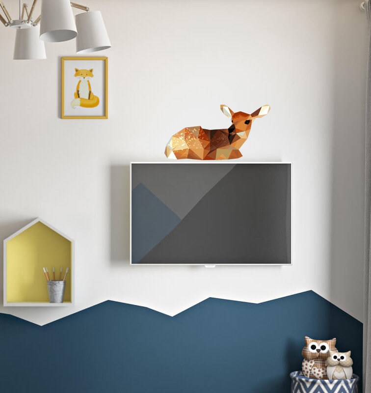 Lovely Cute Deer Animal 3D Vinyl Wall Stickers Removable Fawn Wall Decals Art Decorations Decor for Baby Bedroom Playroom Living Room-GD287
