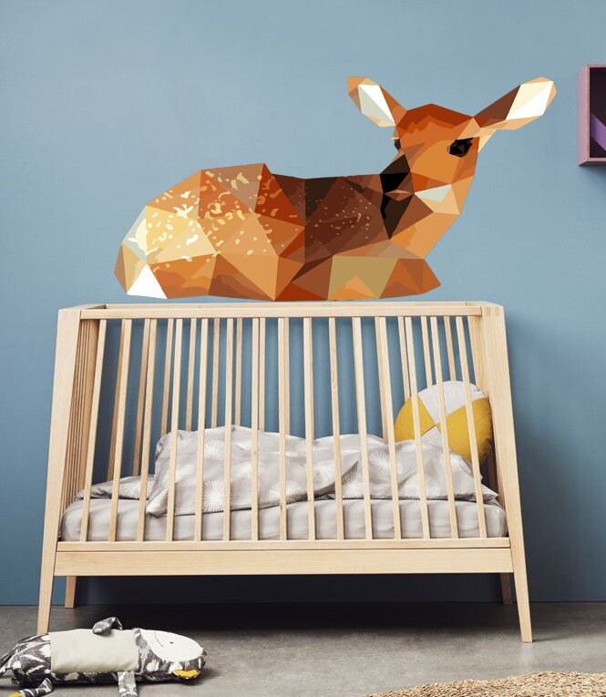 Lovely Cute Deer Animal 3D Vinyl Wall Stickers Removable Fawn Wall Decals Art Decorations Decor for Baby Bedroom Playroom Living Room-GD287