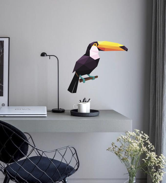 Lovely Cute Toucan Birds Animal 3D Vinyl Wall Stickers Removable Wall Decals Art Decorations Decor for Nursery Baby Bedroom Playroom- GD289