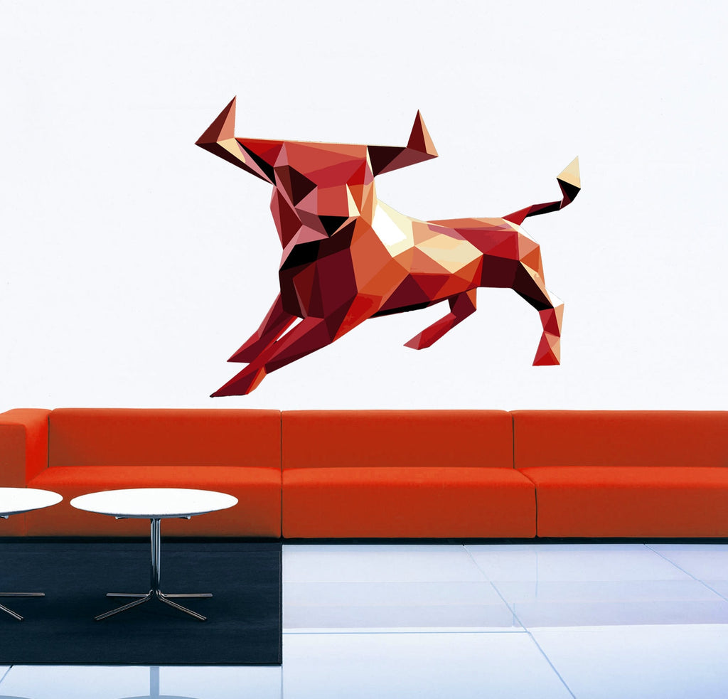 Wallmonkeys Red Stock Bull Wall Decal Peel and Stick, Bull Silhouette Wall Sticker Decal Animal Kids Nursery Bedroom Home Kitchen-GD290