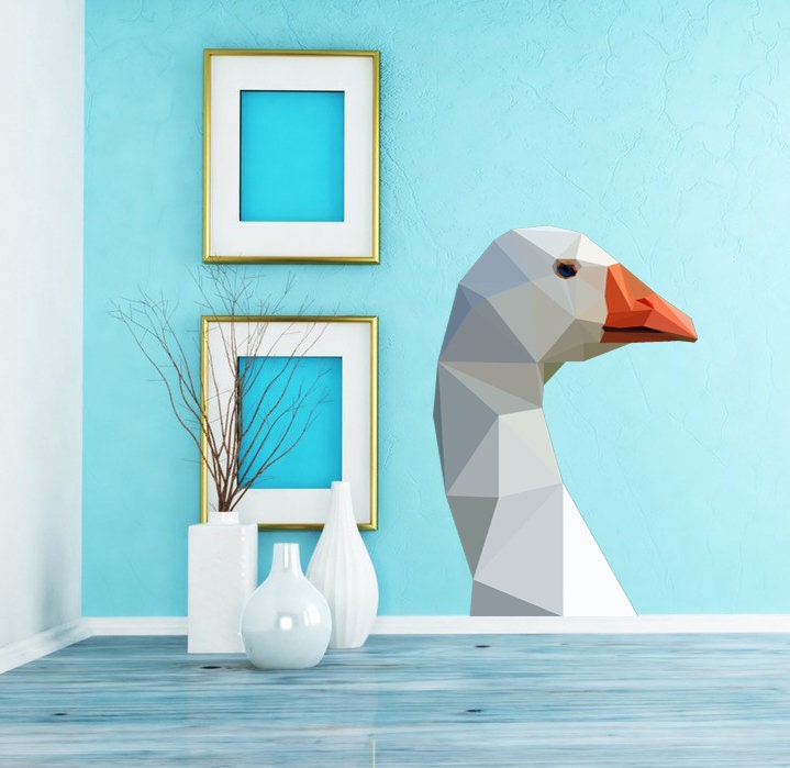 Swan Polygonal Wall decal, Swan Wall Decals Girls Wall Stickers Girls Bedroom Romantic Room Wall Decor-Multi Color GD291