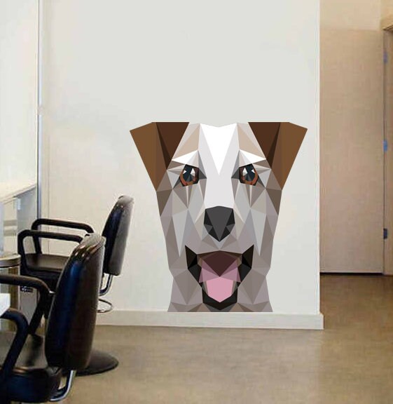 Dog Polygonal Wall decal, Dog Polygon sticker, dog bedroom decor for boys, dogs wall stickers, dog decorations for home Multi Color GD294