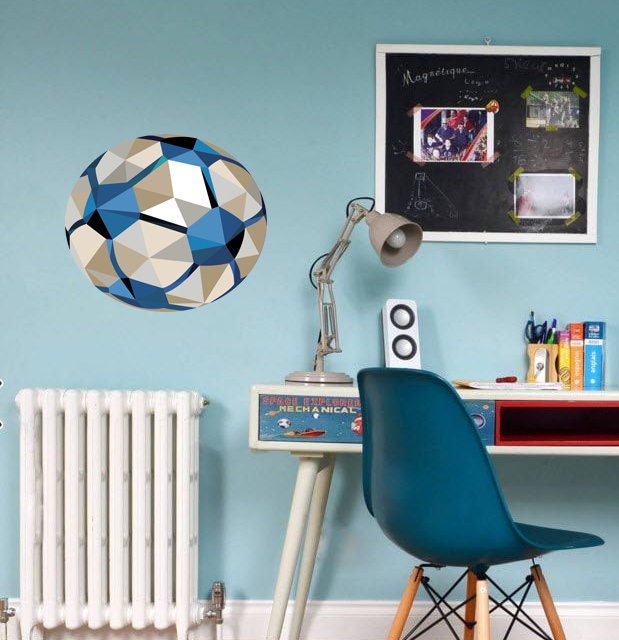 Soccer ball Polygonal Wall decal, Wall Art Soccer Ball Stickers Decals for Kids Room, modern wall art, Multi Color GD295