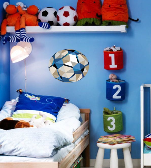 Soccer ball Polygonal Wall decal, Wall Art Soccer Ball Stickers Decals for Kids Room, modern wall art, Multi Color GD295