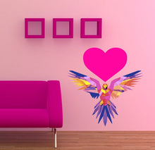 Load image into Gallery viewer, Parrot Heart Polygonal Wall decal, Parrot Heart Polygon sticker,modern wall art, Love Heart Vinyl Decal Sticker Multi Color GD299