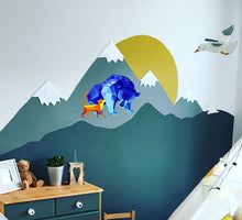 Load image into Gallery viewer, Bear Dog Polygonal Wall decal, 3d bear dog wall decal, dog bedroom decor for boys, dogs wall stickers, dog wall decor, Multi Color GD301