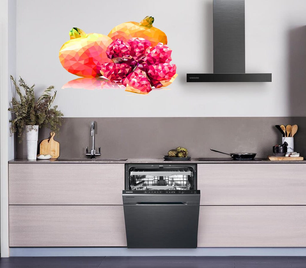 Pomegranate fruit Polygonal Wall decal Pomegranate fruit Polygon sticker Pomegranate Polygon Modern Kitchen wall stickers Multi Color GD303