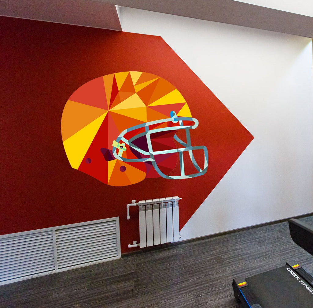 Gridiron Football Helmet Polygonal Wall Art decal, American Football Helmet sticker, Football Helmet Wall Decal, Multi Color GD313