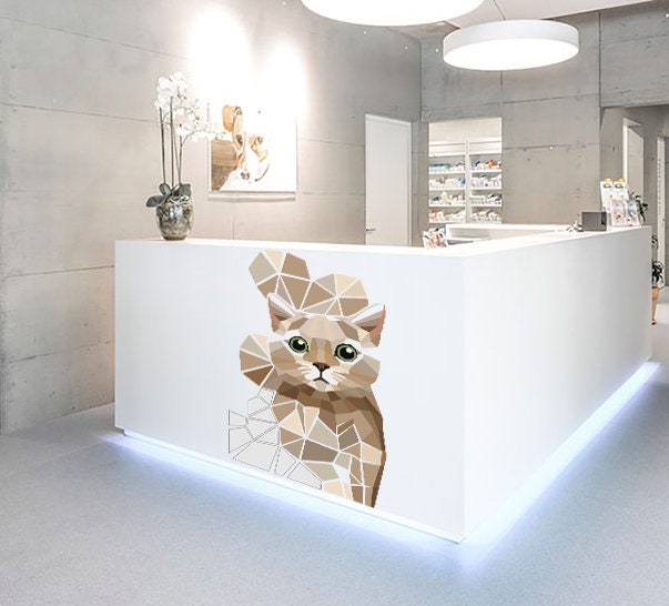 Cat Polygonal Wall decal, Cat Polygon sticker, living room decor,wall decor, room decor,modern wall art,wall sticker cat, Multi Color GD327