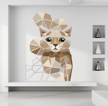 Load image into Gallery viewer, Cat Polygonal Wall decal, Cat Polygon sticker, living room decor,wall decor, room decor,modern wall art,wall sticker cat, Multi Color GD327