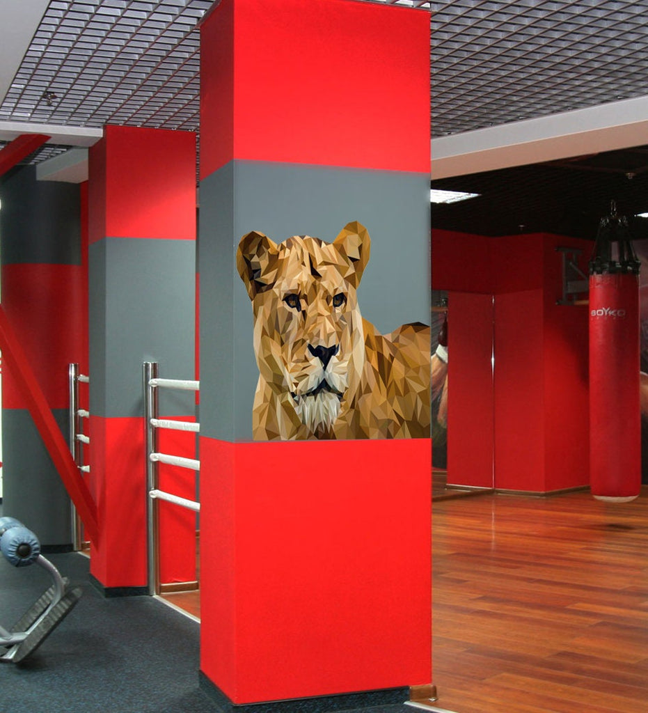 Lion wall art motivation Lioness décor Polygon animal decal Lioness wall art Decal for truck Cottage core wall decal, GD332