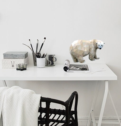 Polar bear Polygonal Wall decal, Polar bear Polygon sticker,modern wall art, Multi Color GD336