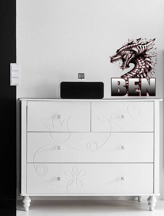 Dragon Custom name wall decal, personalized sticker, personalized decal, nursery decal baby boy stickers, baby girl decal GD393