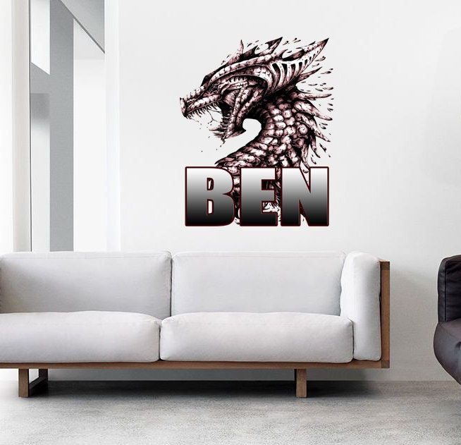 Dragon Custom name wall decal, personalized sticker, personalized decal, nursery decal baby boy stickers, baby girl decal GD393