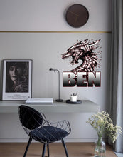 Load image into Gallery viewer, Dragon Custom name wall decal, personalized sticker, personalized decal, nursery decal baby boy stickers, baby girl decal GD393