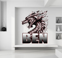 Load image into Gallery viewer, Dragon Custom name wall decal, personalized sticker, personalized decal, nursery decal baby boy stickers, baby girl decal GD393