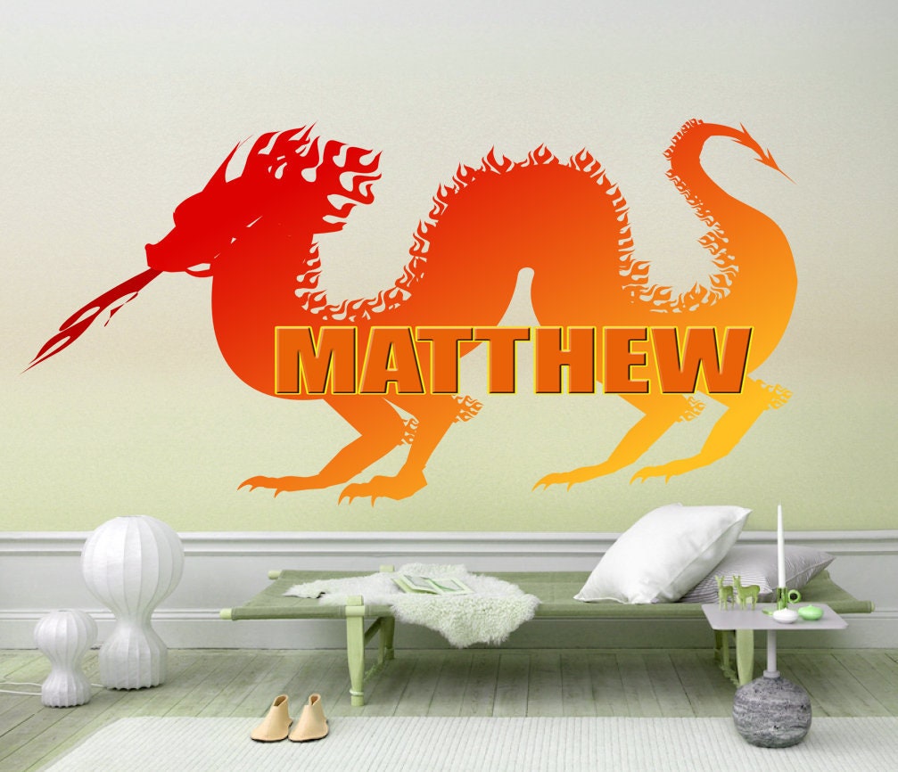 Dragon Custom name wall decal, personalized sticker, art, decal, nursery decal baby boy stickers, Dragon room décor baby girl decal GD395