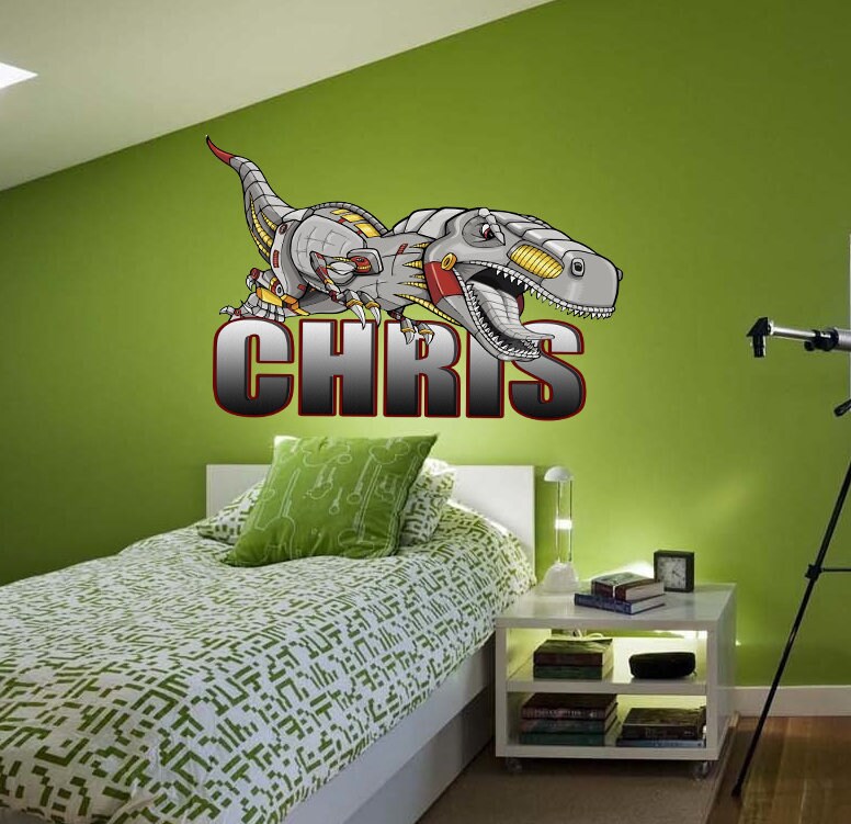 Dinosaur Raptor Custom name wall decal, personalized sticker, personalized decal, nursery decal baby boy stickers, baby girl decal GD398