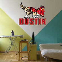 Load image into Gallery viewer, Dinosaur Raptor Custom name wall decal, personalized sticker, personalized decal, nursery decal baby boy stickers, baby girl decal GD399