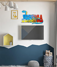 Load image into Gallery viewer, Dinosaur diplodocus Custom name wall decal, personalized sticker, personalized decal, nursery decal baby boy stickers, baby girl decal GD404