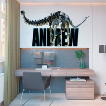 Load image into Gallery viewer, Dinosaur diplodocus Custom name wall decal, personalized sticker, personalized decal, nursery decal baby boy stickers, baby girl decal GD406