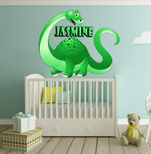 Load image into Gallery viewer, Brachiosaurus Custom name wall decal, Jurassic Triassic Era Wall Decal Custom Dinosaur Vinyl Sticker Kids Room Decor, wall stickers, GD410