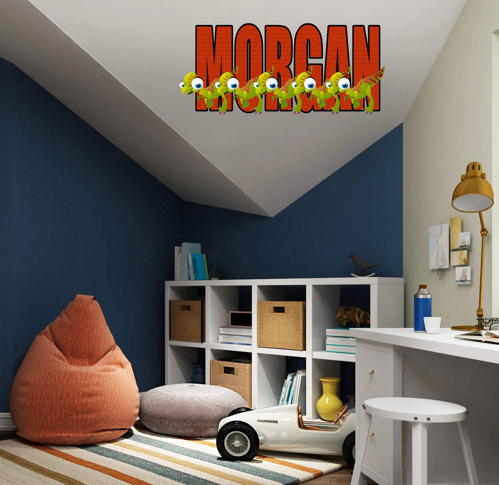 Dinosaur Name Wall Decal-Custom Name Dinosaur Decal-Boys Name Decal-Boys Room Decal-Personalized Name Dinosaur Wall Decal Nursery DecalGD413