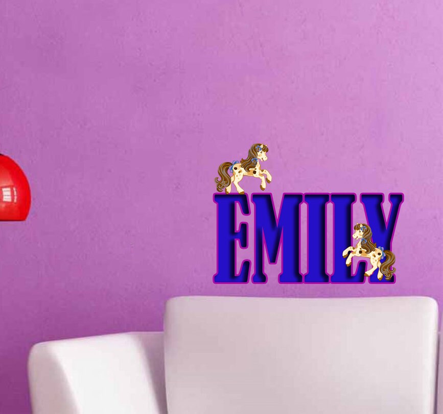 Pony Custom name wall decal, personalized sticker, personalized decal, nursery decal baby boy stickers, baby girl decal GD415