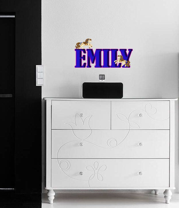 Pony Custom name wall decal, personalized sticker, personalized decal, nursery decal baby boy stickers, baby girl decal GD415