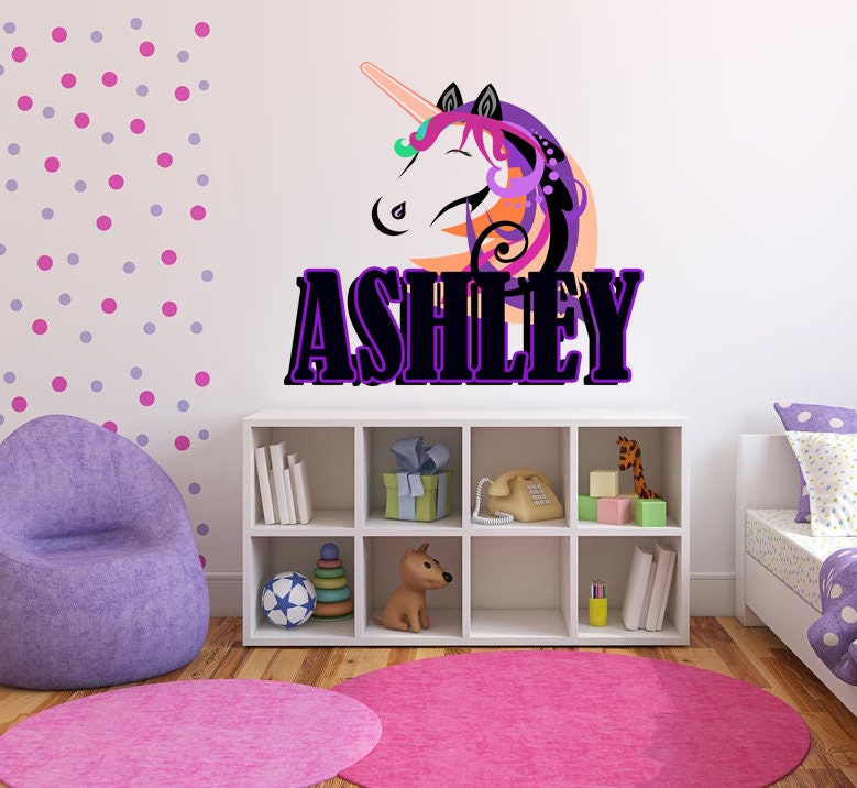 Unicorn Custom name wall decal, personalized sticker, toddler room decor for girls, wall stickers for kids, unicorn wall stickers GD421