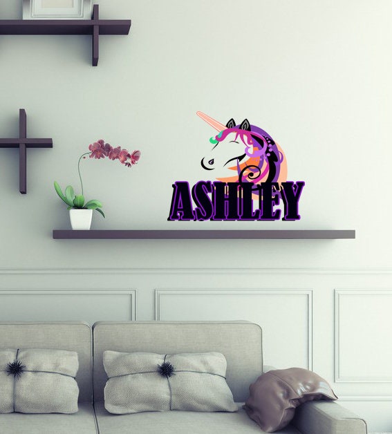 Unicorn Custom name wall decal, personalized sticker, toddler room decor for girls, wall stickers for kids, unicorn wall stickers GD421