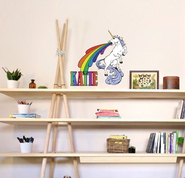 Unicorn Custom name wall decal, personalized sticker, unicorn room decor for girls bedroom, kids wall decals, room decor, wall decorGD422