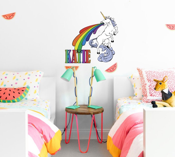 Unicorn Custom name wall decal, personalized sticker, unicorn room decor for girls bedroom, kids wall decals, room decor, wall decorGD422