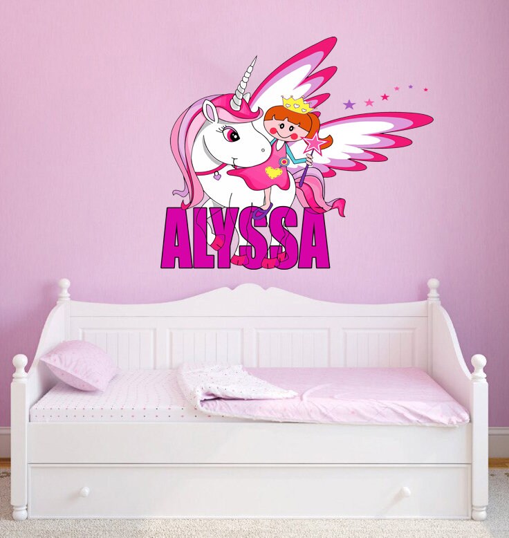 Unicorn Custom name wall decal, unicorn room decor for girls bedroom, toddler room decor for girls, wall decor for bedroom, GD425