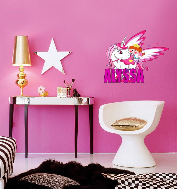 Unicorn Custom name wall decal, unicorn room decor for girls bedroom, toddler room decor for girls, wall decor for bedroom, GD425
