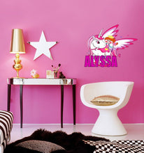 Load image into Gallery viewer, Unicorn Custom name wall decal, unicorn room decor for girls bedroom, toddler room decor for girls, wall decor for bedroom, GD425