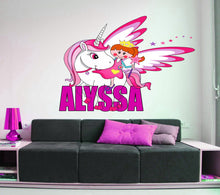 Load image into Gallery viewer, Unicorn Custom name wall decal, unicorn room decor for girls bedroom, toddler room decor for girls, wall decor for bedroom, GD425