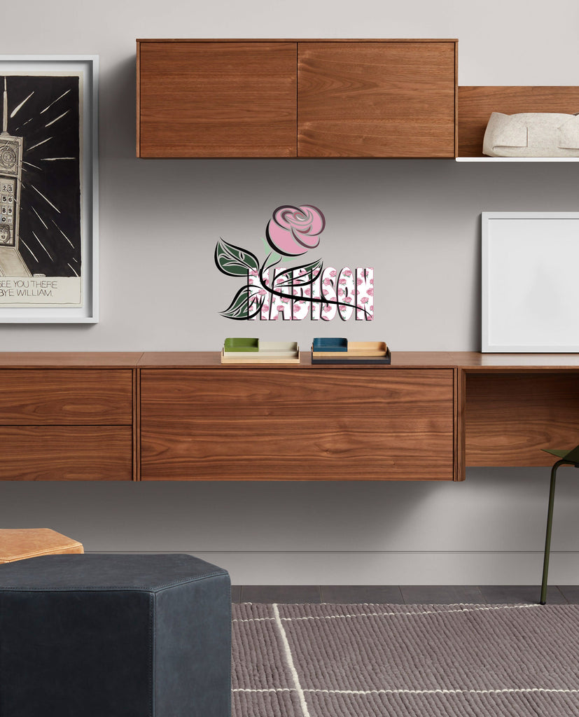 Vintage Peony Wall Decal - Kids Wall Decor, custom name stickers,living room wall decor,peony art - GD428