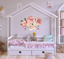 Load image into Gallery viewer, Vintage Peony Wall Decal, Custom Vinyl Decals, Peony Flower Wall Stickers,Flower Wall Art ,Peony Wall Mural for Bedroom Wall Decor GD435