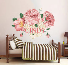 Load image into Gallery viewer, Vintage Peony Wall Decal, Custom Vinyl Decals, Peony Flower Wall Stickers,Flower Wall Art ,Peony Wall Mural for Bedroom Wall Decor GD435