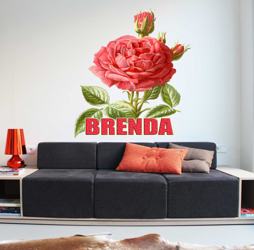 Vintage Peony Wall Decal,Custom Vinyl Decals, Peony Flower Wall Stickers,Flower Wall Art ,Peony Wall Mural for Bedroom Wall Decor GD436