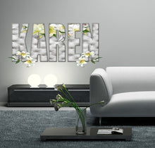 Load image into Gallery viewer, Lilies Flower Custom name wall decal, personalized sticker, personalized decal, flower wall stickers, living room wall decor GD438