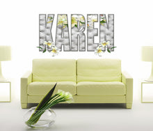 Load image into Gallery viewer, Lilies Flower Custom name wall decal, personalized sticker, personalized decal, flower wall stickers, living room wall decor GD438