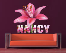 Load image into Gallery viewer, Lilies Flower custom vinyl sticker,pink flower wall decals,3d flower wall decor, lily flower wall stickers wall decor living room GD441